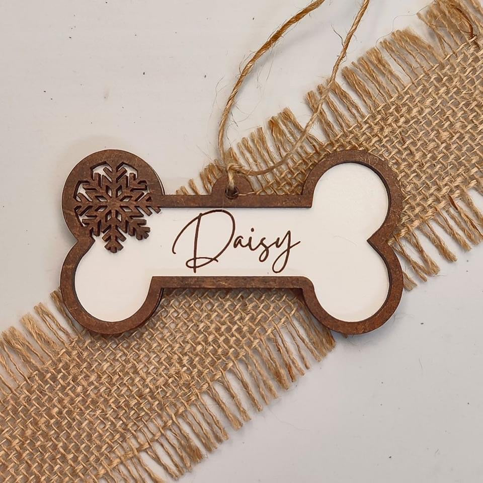 Personalized Christmas Ornament | Dog Bone Design