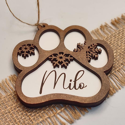 Personalized Christmas Ornament | Dog Paw Design